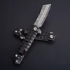 En Kaliteli VG10 Şam Çelik Bıçak Flipper Katlanır Jilet Siyah Taş Yıkama Çelikleri Kolu Rulman Hızlı Açık EDC Cep bıçakları