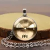 2018 mode vintage legering glas ronde cabochon ketting hanger ketting drummer cimbalen vrouwen sieraden kerstcadeau