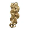 Extensions de cheveux de bande de trame de peau 40 pièces 10 "-26" bande Blonde dans les Extensions de cheveux humains Remy Extensions de cheveux de bande de vague de corps 100g