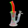 Silikonowy Bong Palenia Rajka wodna Rura 8.3 '' Podwój-filtr Rig Oil Portable Super Clear Tobacco Pipestem Hookhs Dym Bongs 14mm Staw