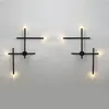 Modern Art Cross Shape Wall Lamps LED Industrial Wall Light Aisle vardagsrum sovrummet Bedside Iron Wall Sconce Black Gold244w