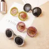 New design Ladies Fashion Luxury Rhinestone Round Model shooting Sunglasses Metal frame Crystal Sunglasses for Summer Beach Decoration