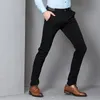 Preto estiramento magro vestido calças dos homens festa de escritório formal terno lápis calça negócios fino ajuste casual masculino calças 4059917