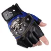 Piratkapten PU-läder Fingerless handskar män Kvinnor Skulls Rivet Mitts Hip Hop Gym Gloves Kvinna Moto Half Finger Män