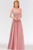 Chiffon Long Brautjungfer Kleider Spitze Top Riched Floor Länge Hochzeit Gast Maid of Honor Party Abschluss