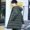 Piumino da uomo Parka Rlyaeiz 2021 Giacca invernale da uomo Slim coreano Hombre Cappotto medio-lungo Giacca a vento da uomo in cotone con cappuccio Abbigliamento giovanile1