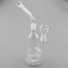 Hi Si Glass Bong! Hex Stemless Bubbler glass water pipes with Removable Mouthpiece Geyser Perc bent neck 11 inches