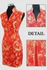 Borgogna tradizionale cinese Lady Dress Mujeres Vestido femminile in raso con scollo a V Mini Cheongsam Qipao Taglia S M L XL XXL XXXL JY012-7