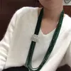 Kadın moda zirkon aksesuarları DIY yeşil cam kristal kolye karşılama özel renkler moda takı kucaklayışını