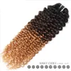 Braziliaans Menselijk Haar Inslag Ombre 1B / 4/27 Bruin Blonde Kinky Krullend Weeft Dubbele Getrokken 100 G Eén Bundel