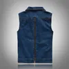 Motorcykeljackor Ärmlös Denim Vest Zipper Mens Outwear Overcoat Toppar Högkvalitativ Blå Ny Fashion Hot Sale