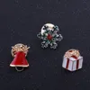 Kar tanesi çan hediye kutusu broşlar Noel serisi iğneler yaratıcı 18 k altın kaplama noel aksesuarları Karikatür üç parçalı p ...