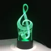 Visual 3D Illusion LED Night Light Music Note con 7 colori Light Home Decoration Lamp Spedizione gratuita #T56