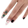 Strik nagel ring charme kroon bloem kristallen vinger nagel ringen voor dames dame strass vingernagel beschermende mode-sieraden