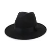 Unisex Wool Felt Wide Brim Jazz Fedora Hats with Black Ribbon Autumn Winter women men Panama Formal Hat Gambler Trilby Chapeau