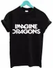 Camiseta para mujer 2021 Camiseta de las mujeres Imagine Dragones Carta Imprimir Algodón Casual Divertido para Lady Black Blanco Top Tee Hipster