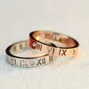 Roman letter cutout Women's Diamond Ring, ladies fashion rose gold ring, Roman numeral silver rings Women's Band Rings