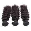 Brazilian Deep Wave Unprocessed Curly Remy Human Hair Weave Natural Black 300Grams Virgin Hair bundles