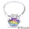 Charm Kvinnor Ringar 5 st Lot Rund Bi Färgade Tourmaline Gems 925 Sterling Silver Plated CZ Bröllop Ring USA Storlek 7 8 9