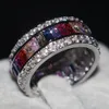 Fashion Jewelry Women Jewelry Princess cut Mutil color cz 5A Zircon stone 925 Sterling Silver Wedding Band Ring for women men