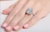 Anello moda gioielli moda taglio cuscino 10ct gemma 5A zircone pietra 14KT oro bianco riempito anello da donna con fedi nuziali