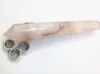 Natural rose crystal pipe overlength pink quartz pipe with 3 Metal filter and a brush 6.6-7.2 Inches