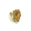 JLN Agate Geode Ring Free Size Royal Blue Sparkly Druzy Hollow Agate Gemstone Statement Gold Ring For Man And Woman