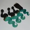 1B Vert Brésilien Ombre Bundles De Cheveux Humains Avec Fermeture De Dentelle Vert D'eau Deux Tons Colorés Armure De Cheveux Avec Fermeture Corps Ondulés 4Pcs Lot