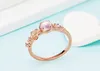 Moda Simples 18 K Rose Gold Criado Gemstone Hibiscus Pedra Noivado Do Casamento Anel de Flor Tamanho 5 - 12