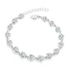 Pulsera chapada en plata de ley con cadena tipo cable de circón en forma de corazón blanco; Pulsera de plata 925 para hombres y mujeres de alta calidad SPB370