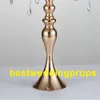 Nuevo estilo de altura Tall 5 brazos de metal dorado Candelabras con colgantes romántica boda mesa titular de la vela decoración del hogar best0241