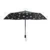 Mulheres de chuva de guarda -chuva automáticas Três Protetor solar dobrável Padrão de cereja feminino Moda Anti -UV Parasol Proférico