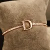 D-Letter ArmeletsBangle Designer smycken Korean Fashion Women Micro Set Zircon Charm Armband för Women Wedding Party Valentine's Day Presenttillbehör SPC