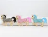 Skillful manufacture big tail horse key chain with crystal key ring cute metal key chain 3 color