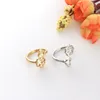 Cute Dog Paw Heart Adjustable Ring Alloy Gold Silver Plated Dog Footprints Rings Jewelry For Gift