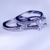 Choucong Kobiety Ślubne Zestawy Bridal Biżuteria DiaMaceque 5a Cyrkon CZ Ring 925 Sterling Silver Engagement Band Ring dla kobiet Mężczyźni