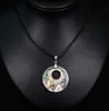 Klassieke kleurrijke natuurlijke abalone shell cirkel hanger ketting voor vrouwen dame eenvoudige choker lederen touw ketting kettingen mode-sieraden