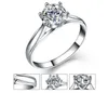Vecalon Luxus-Ehering für Frauen, 1 Karat Diamant, 925er Sterlingsilber, weibliches Verlobungsband, Fingerring, edler Schmuck