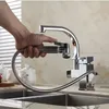 Kitchen Faucets Brass Chrome Kitchen Sink Faucet Pull Out Sprayer Swivel Spout Single Lever Deck Mount Vanity Mixer Taps HJ-8019