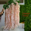 10 sztuk / partia Symulacja 3 widelec Wisteria Hortensja Kwiat String Wedding DIY Rattan Dekoracyjny Rattan Na Wedding and Home Decor