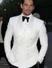 Double Breasted Ivory Groom Tuxedos 2018 Billiga brudgummen Suits Shawl Lapel Man Suit Wedding Men039S Blazer Suits Jacketp7110377