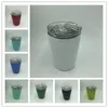 Stainless Steel wine glasses 9oz tumblers Stemless cup tapered kid mug with plastic lid and straw