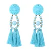 Bohemia Retro National Style Dangle Chandelier Exaggerated Long Tassel Earrings Fashion Colorful Acrylic Beads 10 Colors Wholesale