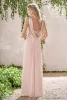 Elegante neue Brautjungfernkleider in Roségold, A-Linie, Spaghetti, rückenfrei, Pailletten, Chiffon, preiswert, langes Strandkleid für Hochzeitsgäste, Trauzeugin von Ho268Y