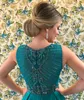 Teal Green A-line Prom Dresses 2019 Sexy Jewel Satin Long With Sparkly Crystals Beaded Bodice Occasion evening gown From Wear