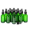 Green Glass Bottle Bottles with Black Fine Mist Pump Sprayer Designed for Essential Oils Perfumes Cleaning Products Aromatherapy Bottles