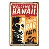 لوحة مرحبًا بك في ديكورات الحفلات في هاواي ألوها تيكي بار ملصق جدار فني اللوحة اللوحة مطعم حانة المنزل ديكور المعادن علامات yd033