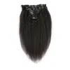 Naturliga svarta kinkiga raka klipp i brasilianska mänskliga hårförlängningar 120g 8st / set Grov Yaki Clip Ins Machine Made Remy