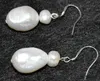 Charmant collier de perles baroques blanches 14-16 mm Bracelet Boucle d'oreille 18"7.8"