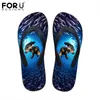 Forudesigns 2018 Summer Women Flip Flops 3D Blue Sea Animal